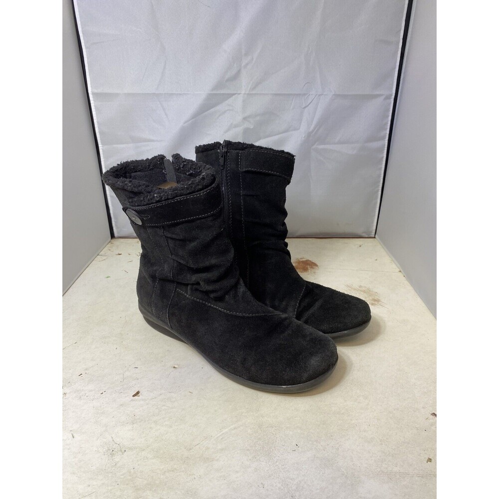Clark's Bendables Ankle Boots Black Suede Side Zip Women's Size 8 M